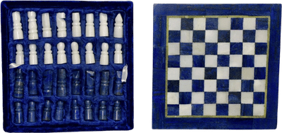 Lapis Lazuli and Marble Chess Set