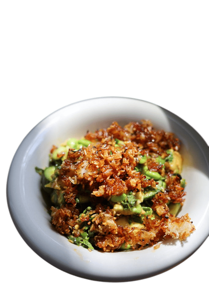 Mango and Edamame Crispy Rice Salad