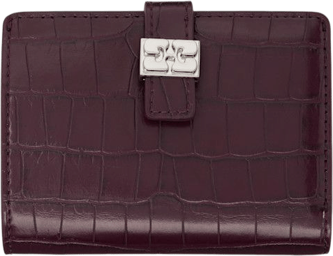 Ganni Burgundy Sue Slim Flap Wallet