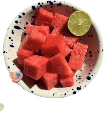 Ice cold watermelon with lime juice & flakey salt