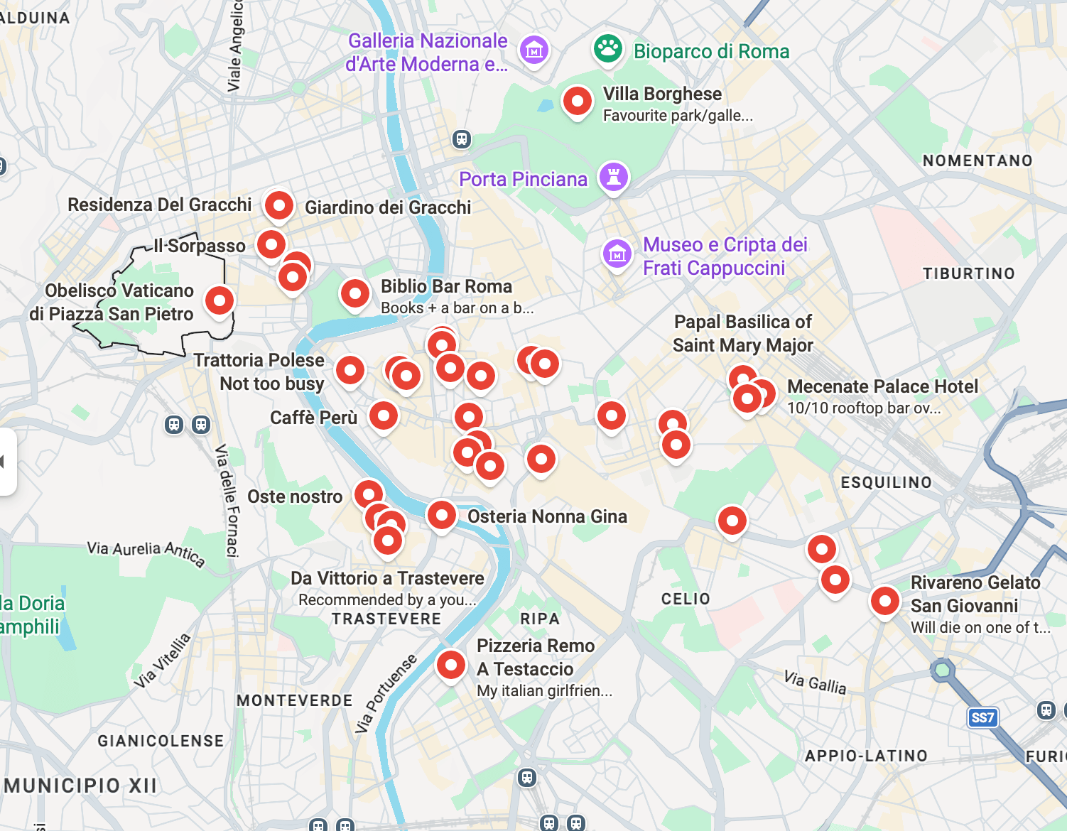 lists/guides in maps apps