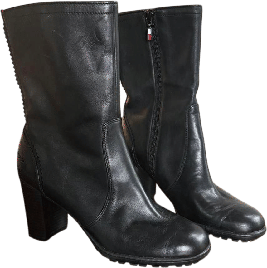 Vintage 90's Black Leather Tommy Hilfiger Boots