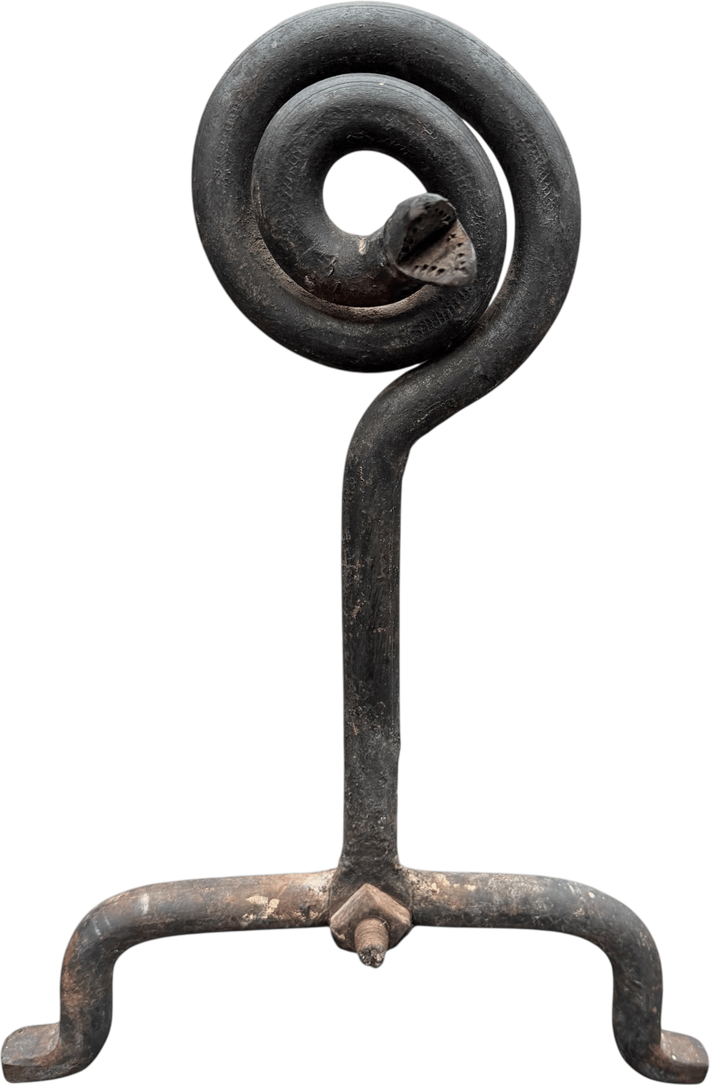 Pair of Hand-Wrought Iron Serpent Andirons, Early 20th Century