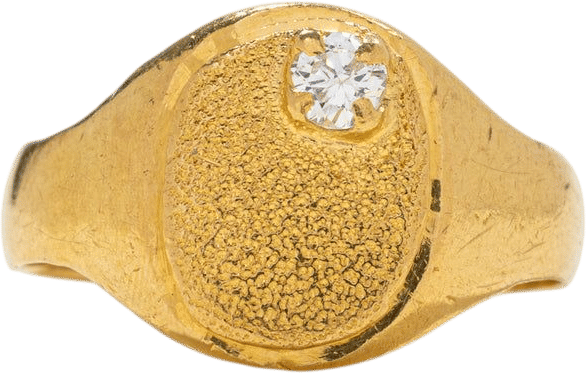 1988 Birmingham 22K Corner Diamond Signet Ring