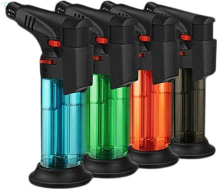 Samniu 4 Pack of Torch Lighter, Jet Flame, Butane gas, Mini Refillable Windproof Lighters, for candle, fireplace, grill (Gas not Included)