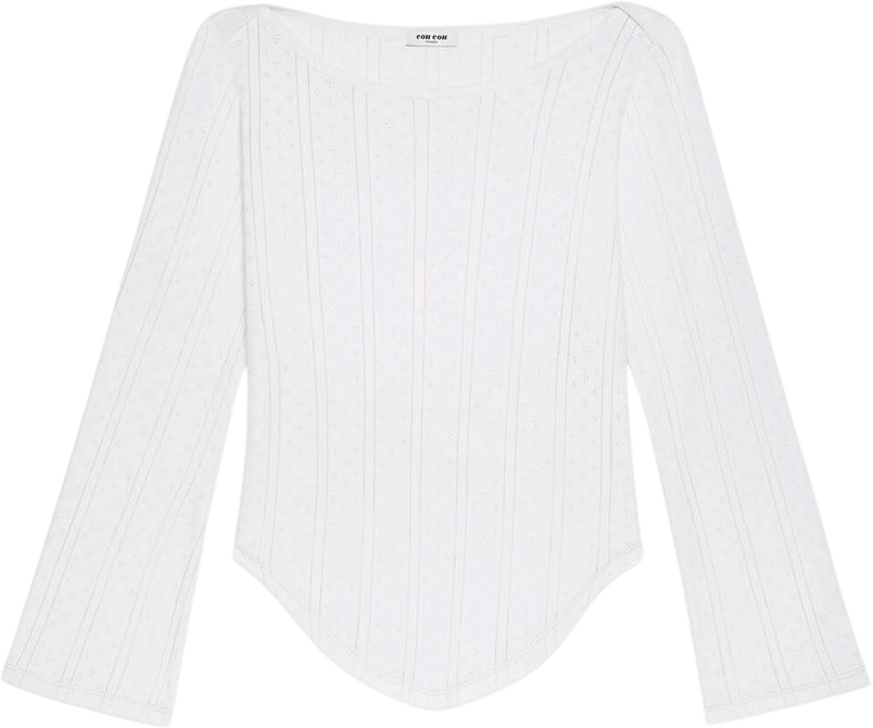 Cou Cou Intimates The Rina Long Sleeve: White Pointelle