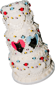 a really big cake with my cat on it