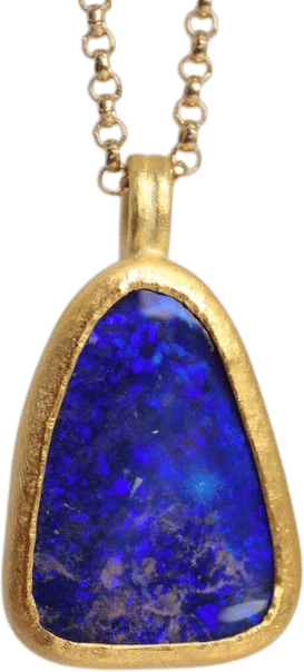 Royal Blue Boulder Opal Pendant in 24k Fine Gold