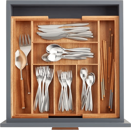 Expandable Acacia Silverware Tray