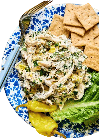 Cilantro Flower + Tarragon Chicken Salad + Sunflower Seeds & Pluot Recipe