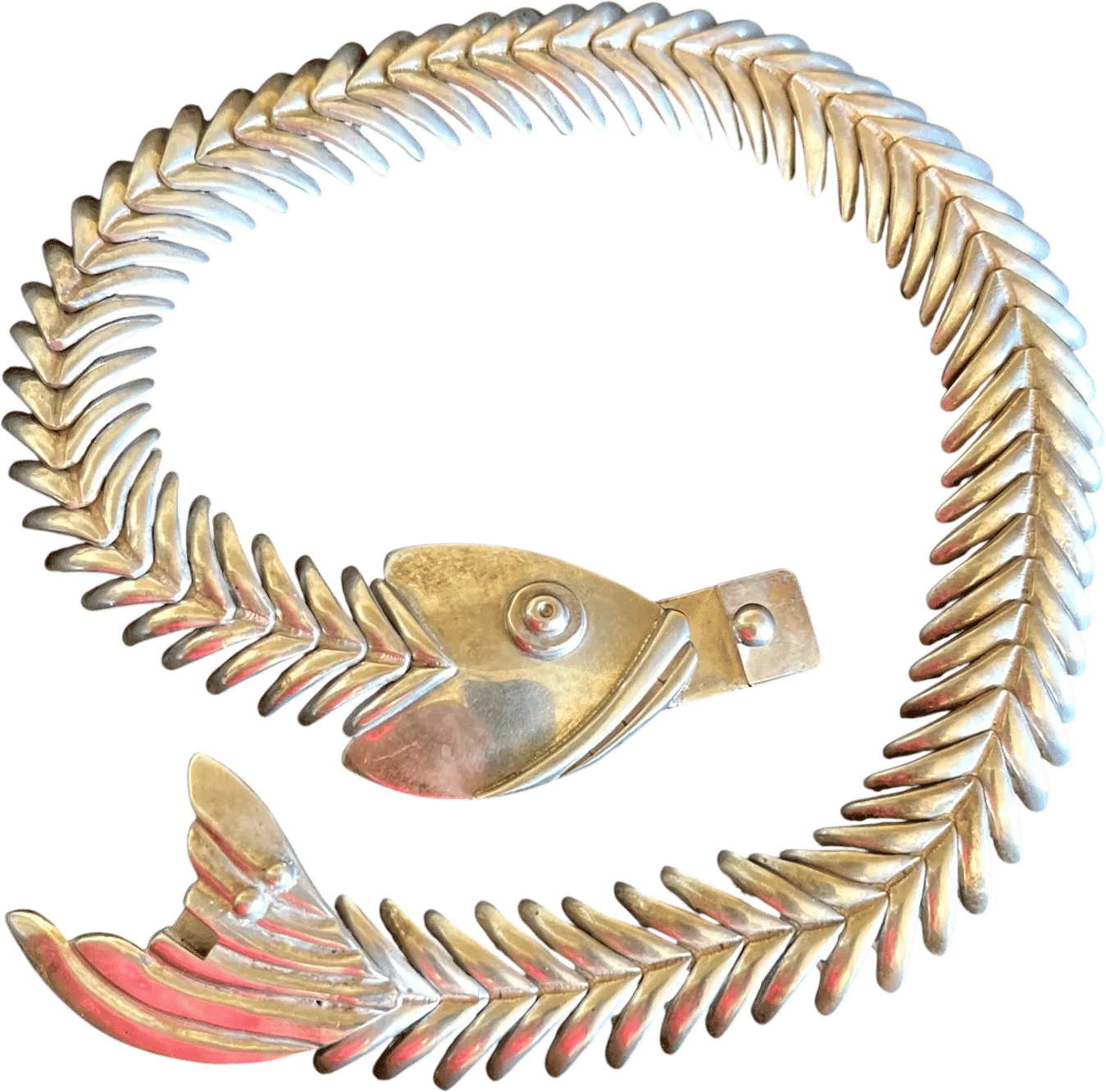 Taxco Sterling Silver Vintage Articulated Fish Necklace