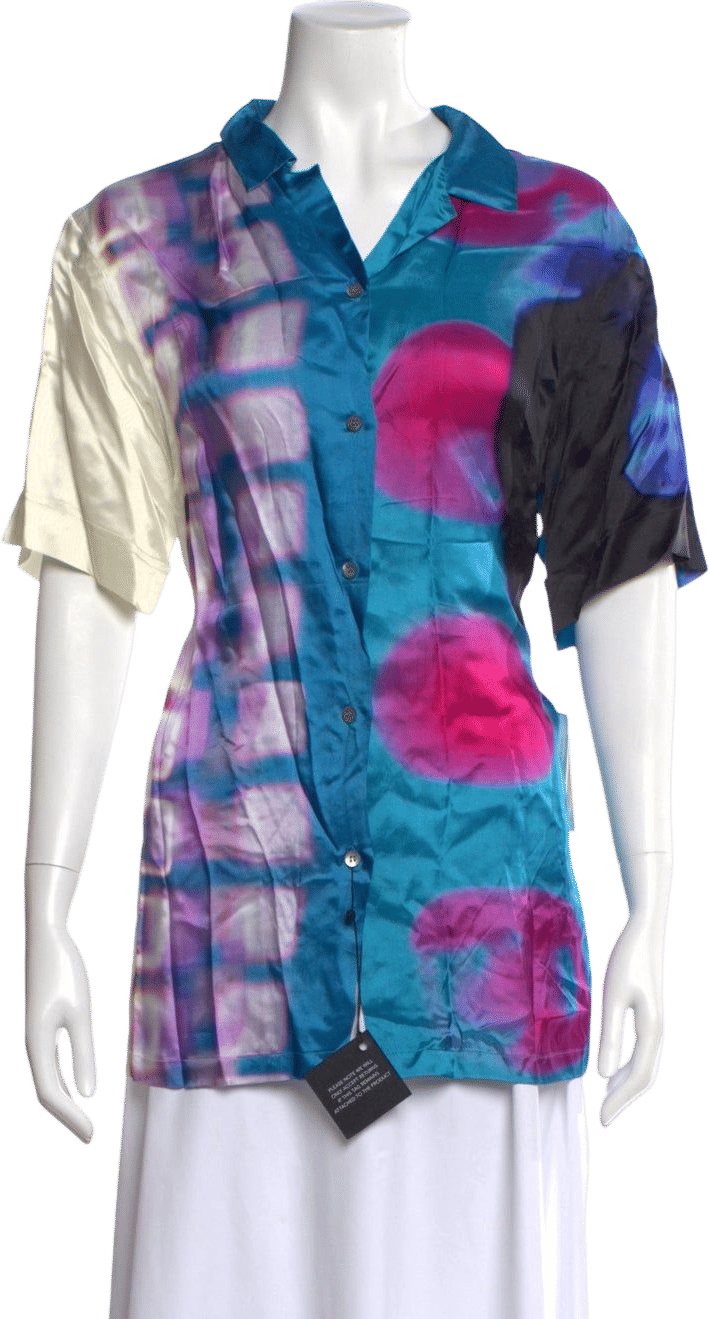 Dries Van Noten Patterned Short Sleeve Button-Up Top