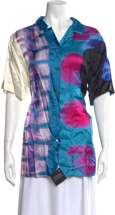 Dries Van Noten Patterned Short Sleeve Button-Up Top