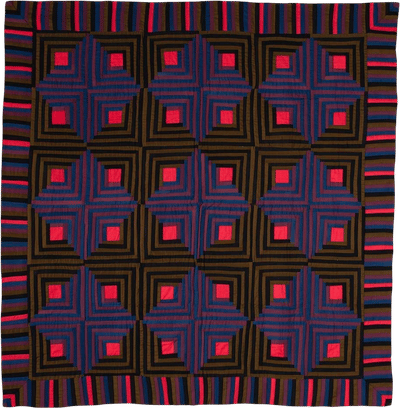 Log Cabin, Sunshine and Shadow Variation Quilt