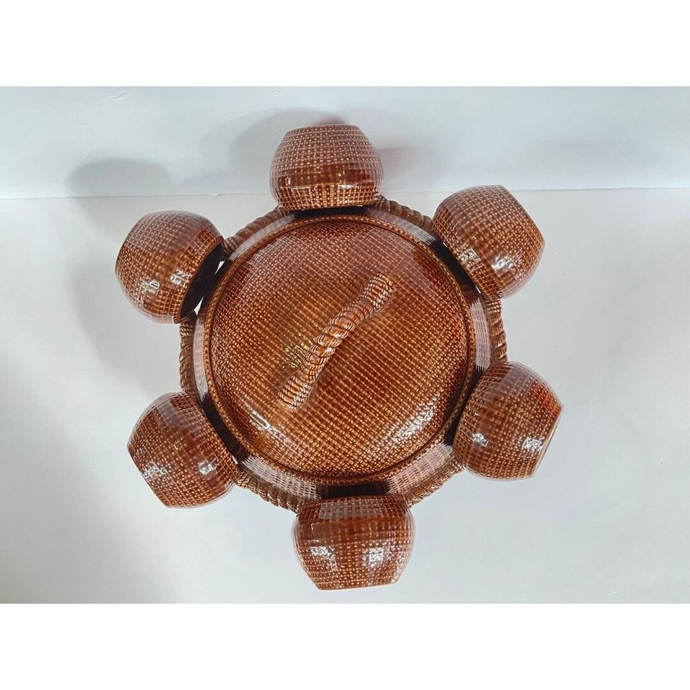 Vintage Sittre Ceramic Basketweave Soup Tureen Set