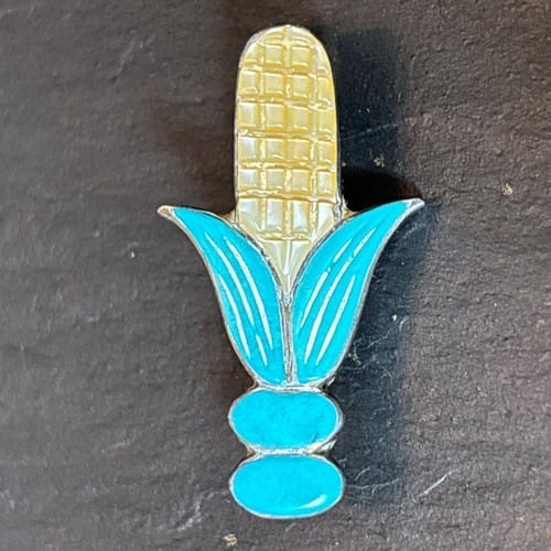 Vintage Zuni Sterling Silver Turquoise Corn Pendant Pin