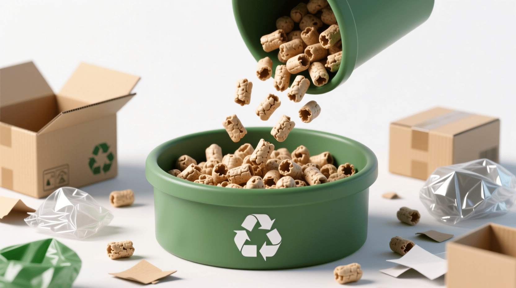 “Melting” corn-based packing peanuts