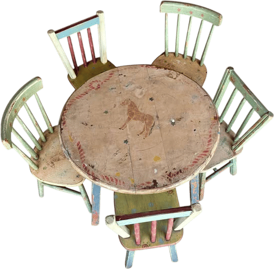 Vintage Little Folk Art Children's Activity Table & Chair Set (1993)