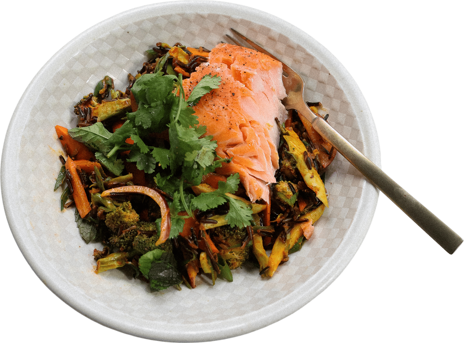 justine snacks - roasted salmon with gochujang wild rice salad