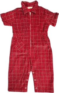Vintage 1970s Red Plaid Toddler Jumpsuit