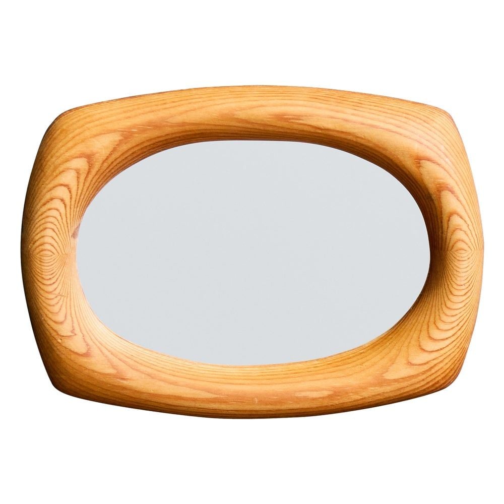 Swedish Designer, Small Wall Mirror, Pine, Sweden, 1970s
