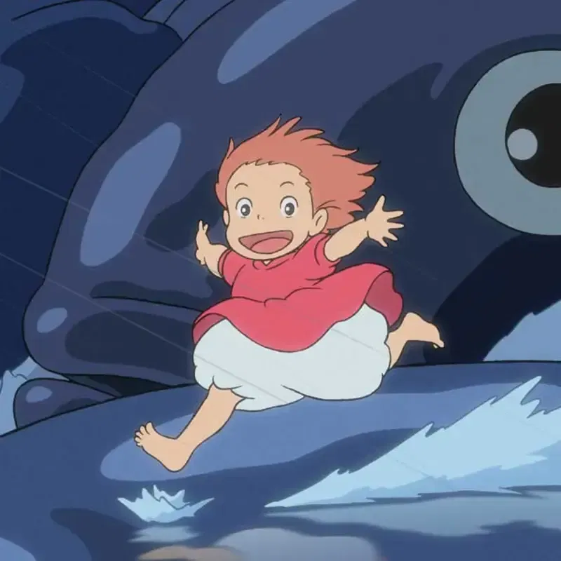 Watching Ponyo at bedtime