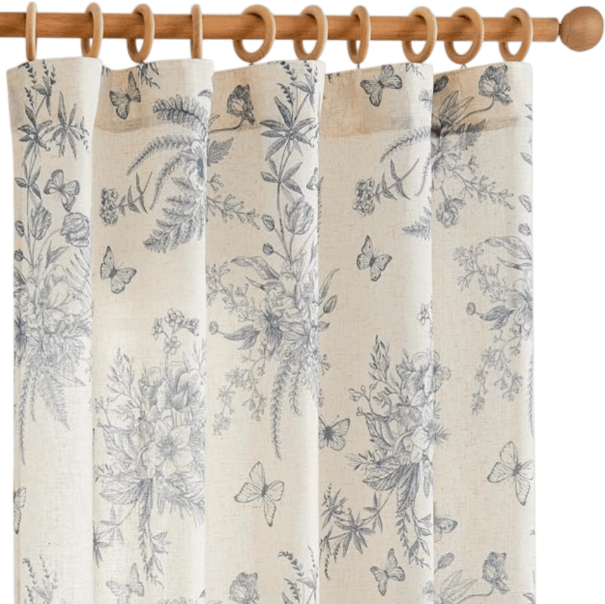 Floral Linen Curtains
