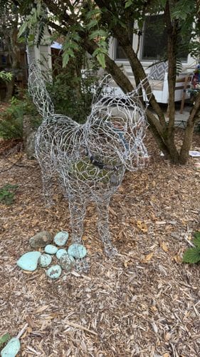 A wire statue of their baby