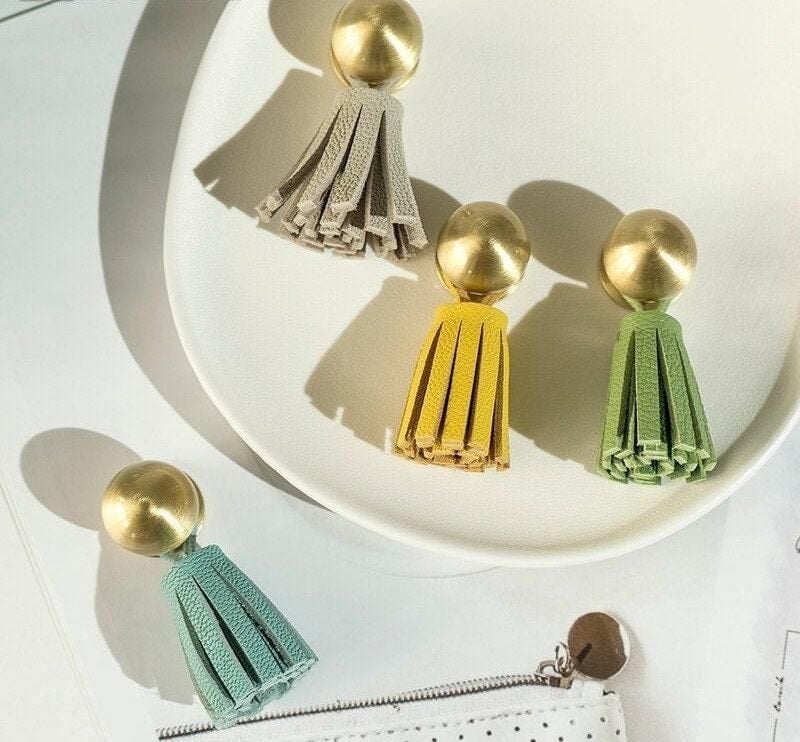 Killian Solid Brass and Leather Knobs