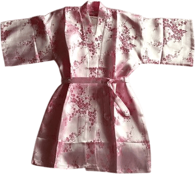 Vintage NWT Girls Japanese Bathrobe Pink Satin with Cherry Blossoms Size 8