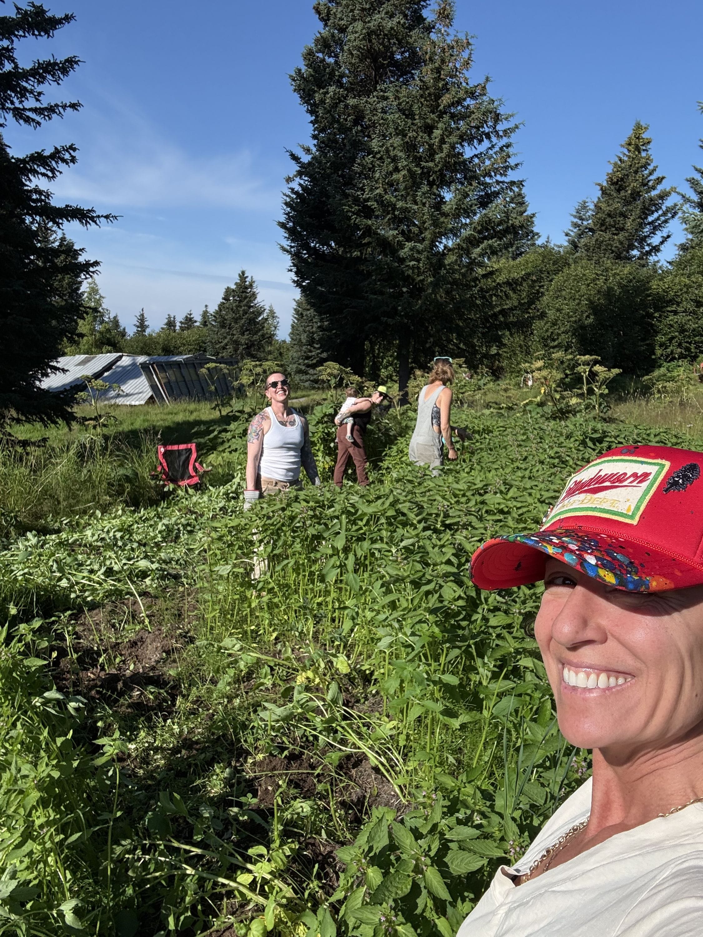 helping friends in their garden