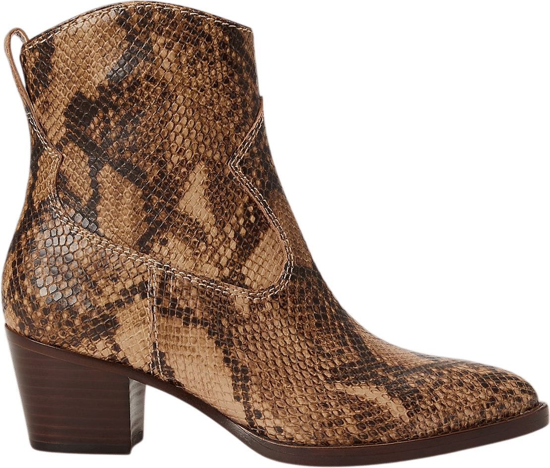 Ralph Lauren Python-Embossed Leather Bootie