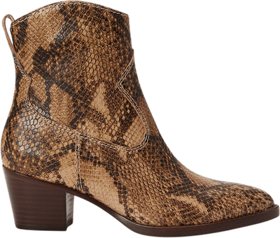 Python-Embossed Leather Bootie
