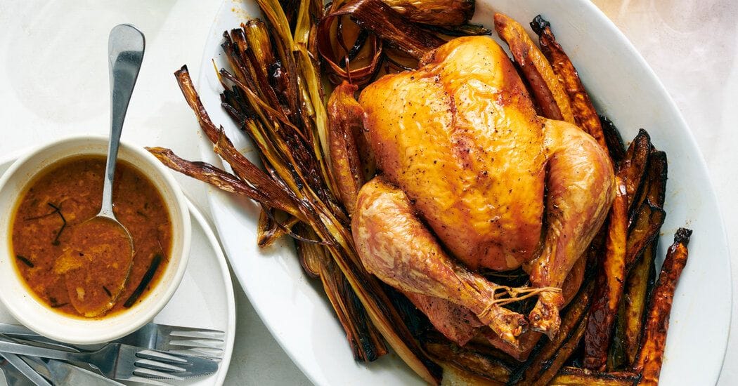 Roast Chicken With Caramelized Zucchini And Leeks Recipe
