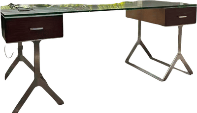 Glass Top Desk with Wood Drawers