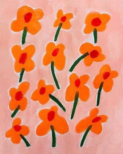 Happy Orange Flowers by Karin Lauria