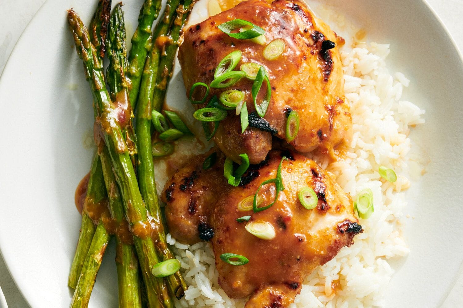 miso honey chicken and aspragus