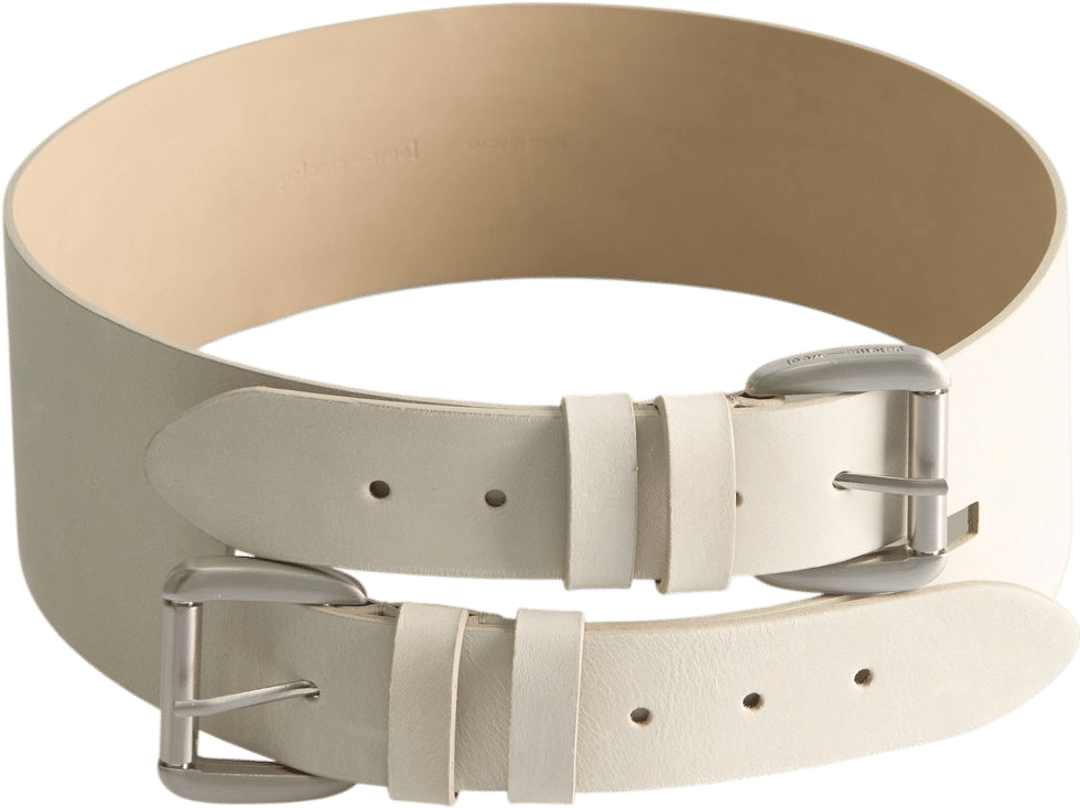 Woman Wide Leather Belt (Off-white)