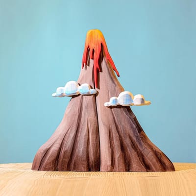 Waldorf-inspired Wooden Volcano & Clouds Play Set