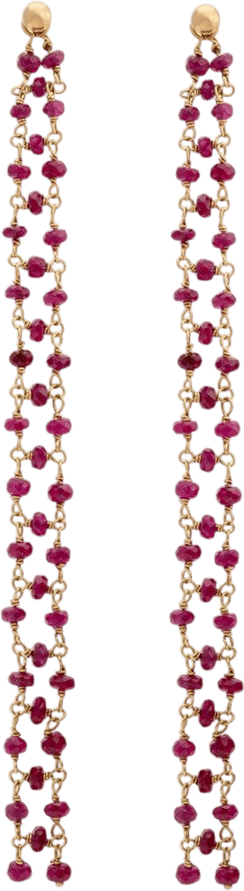 Fringe Yellow Gold and Ruby Earrings
