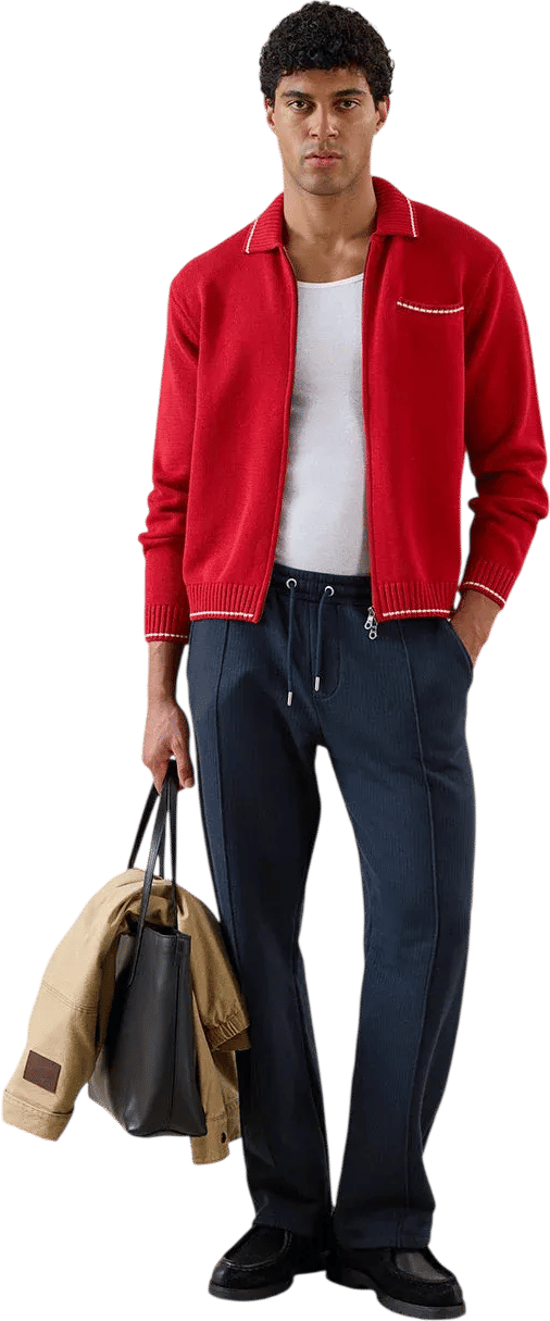 Percival Gardner Dense Knitted Zip Cardigan | Cotton