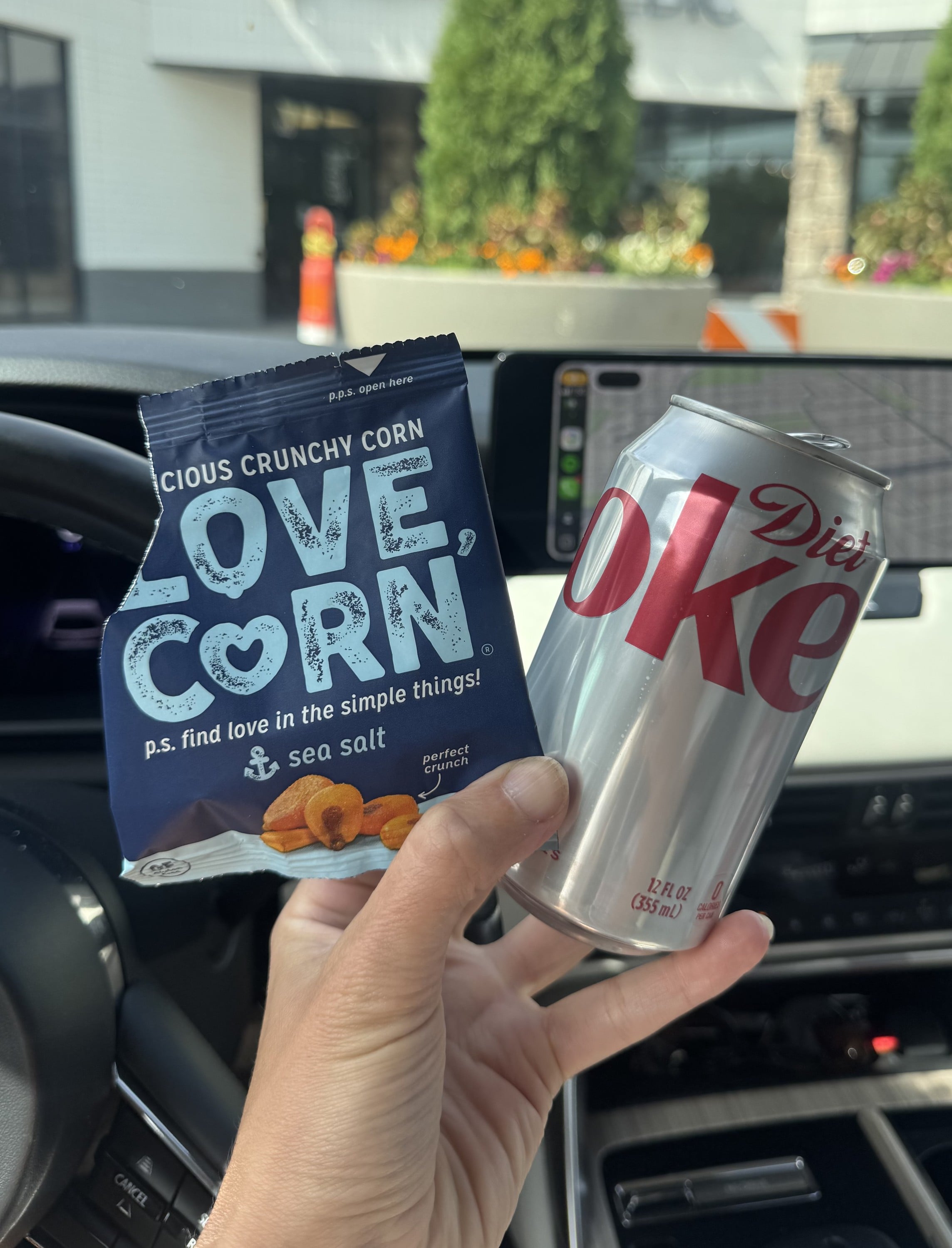 Crisp, cold Diet Coke and a bag of corn nuts