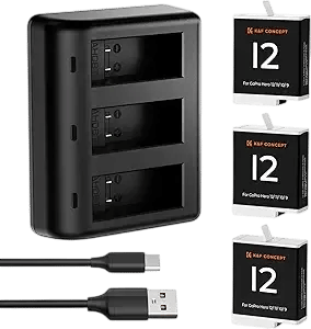 GoPro HERO12 Black Battery 3-Pack with Charger