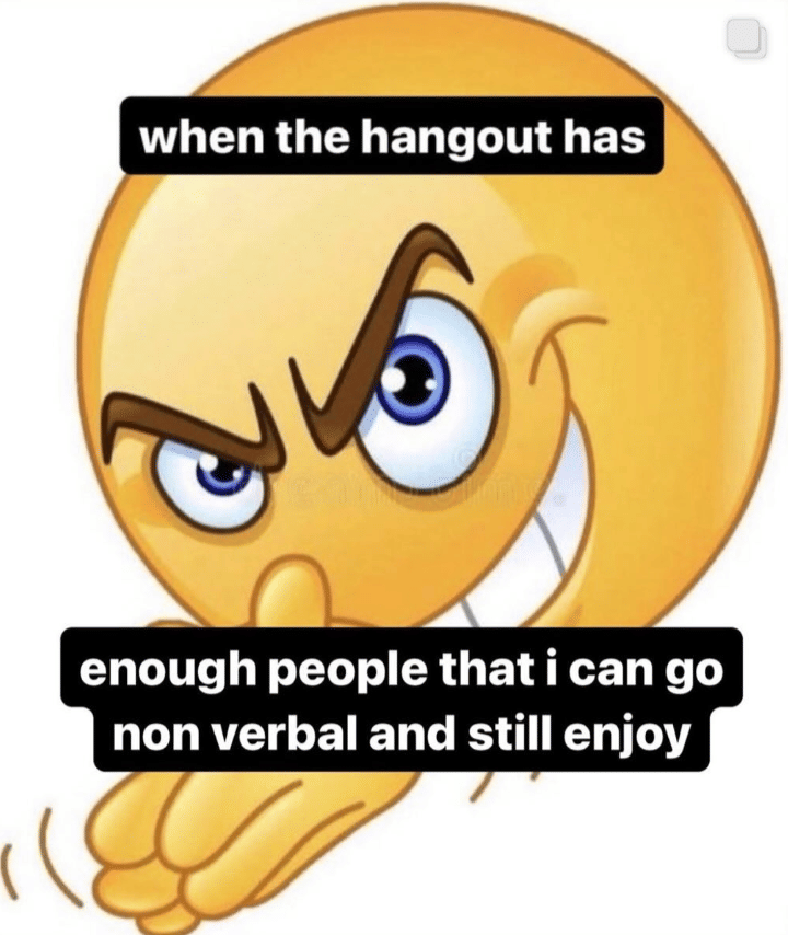when the hangout has enough people that i can go non verbal