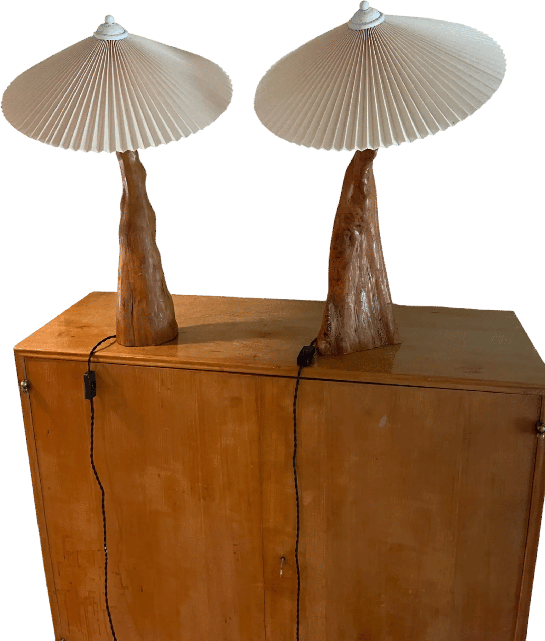 Vintage cypress knee table lamps