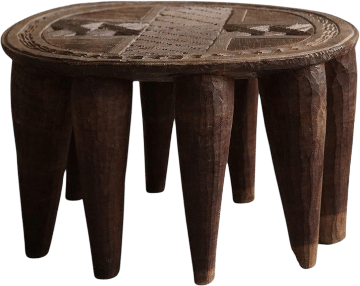 Hand Carved Nupe Tribe Stool With 10 Legs