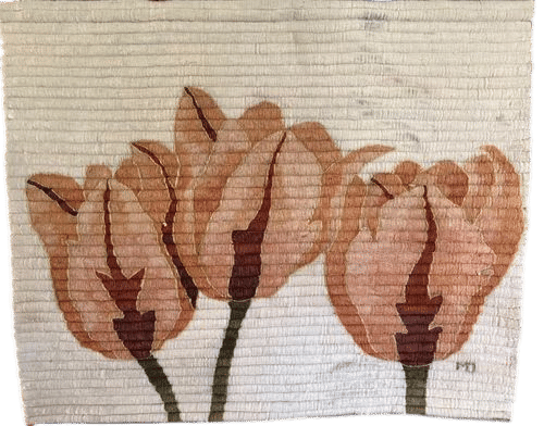 Vintage 1960s Van Klee Tulip Floral Art Woven Peruvian Wool Tapestry