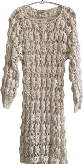 J.M. Pink Long Sleeve Crochet Dress