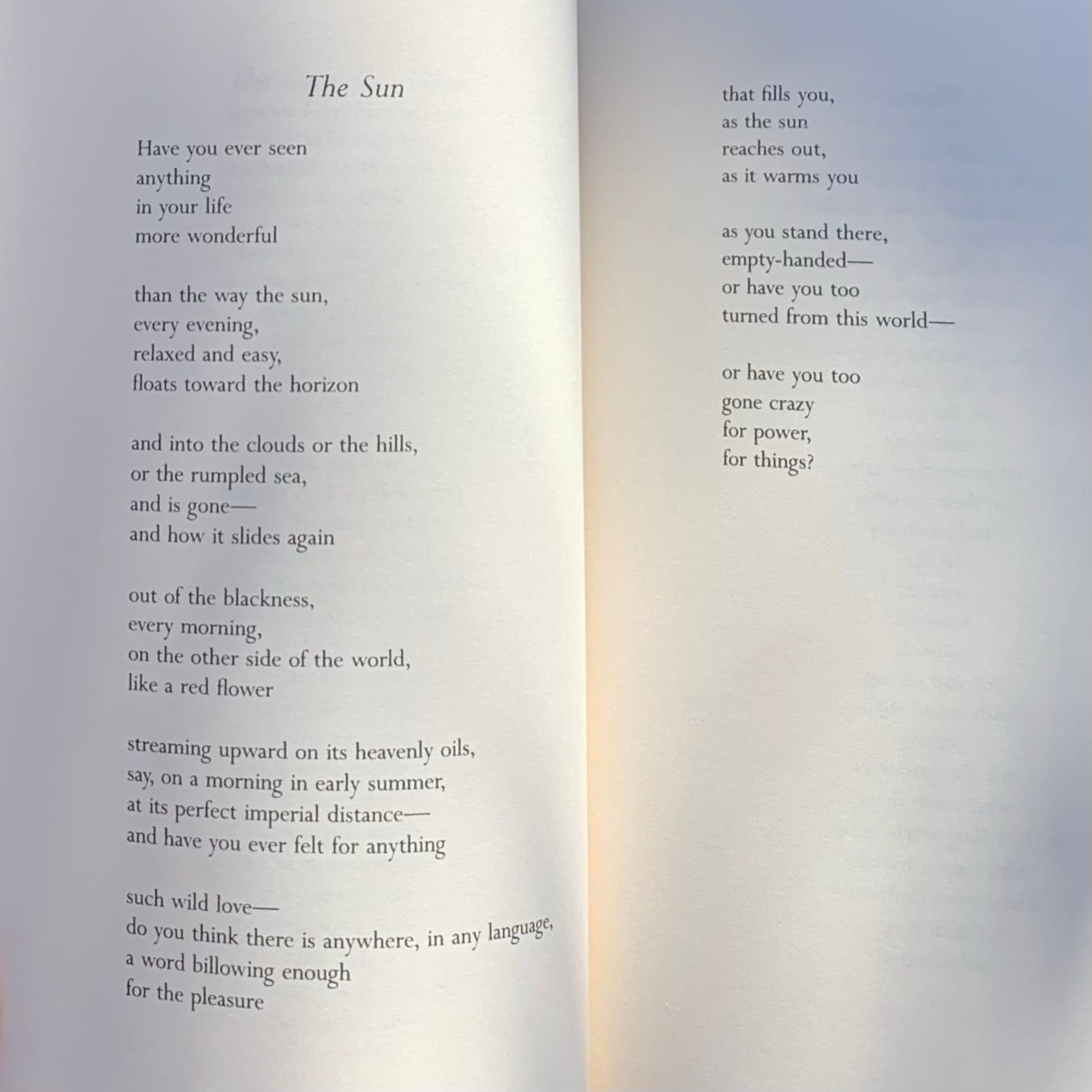 The Sun by Mary Oliver