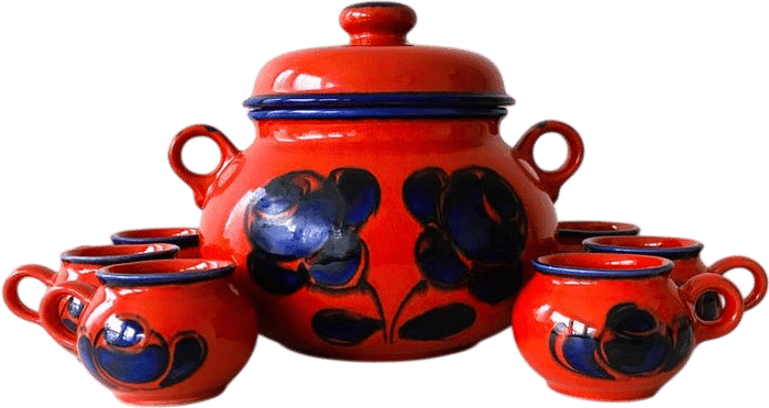 Vintage Waechtersbach West Germany Ceramic Punch Bowl + Mug Set - Rare Midcentury 8-piece Set - Etsy
